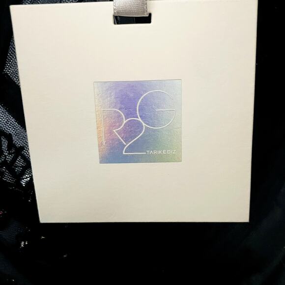 Tarik Ediz Black Sequin Corset Strapless Jumpsuit NWT Formal Size 2 - Picture 10 of 13